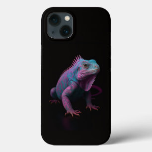 Black 4 Luxe iPhone 13 Case, Pink Tropical Iguana iPhone 13 Case