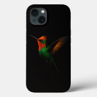 Black 4 Luxe iPhone 13 Case, Tufted Coquette Bird