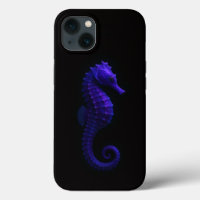 Black 4 Luxe iPhone 13 case Violet Blue Seahorse