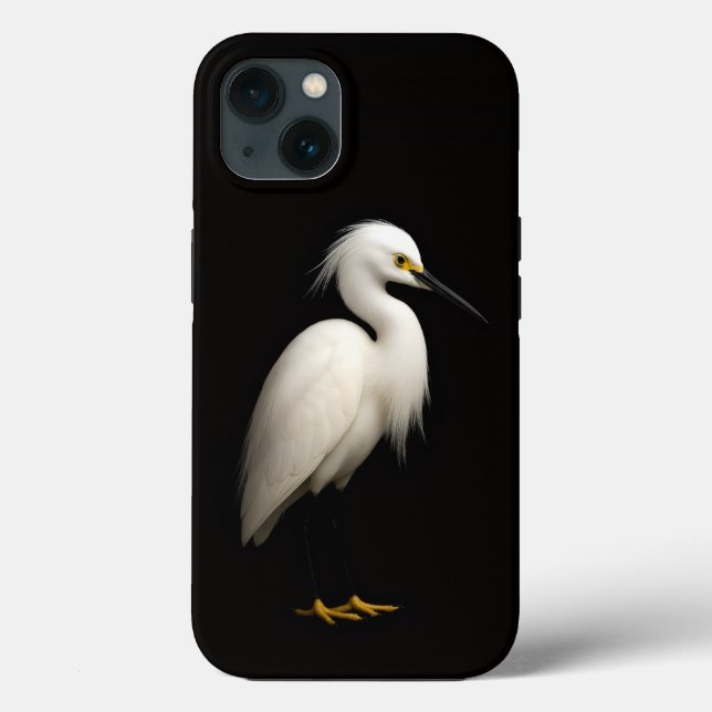 Black 4 Luxe iPhone 13, Elegant Snowy Egret Case-Mate iPhone Case (Back)