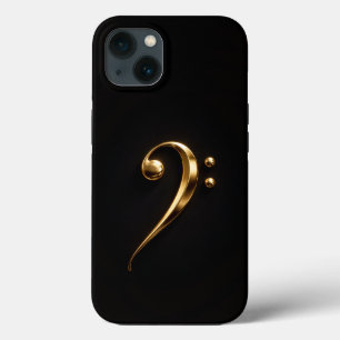 Black 4 Luxe iPhone 13, Golden Bass Clef 13 Case