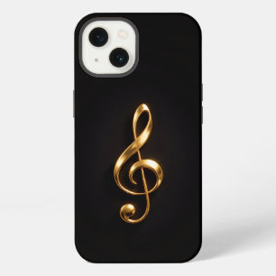 Black 4 Luxe iPhone 13, Golden Treble Clef 13 Case