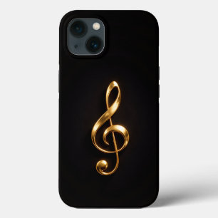 Black 4 Luxe iPhone 13, Golden Treble Clef 13 Case