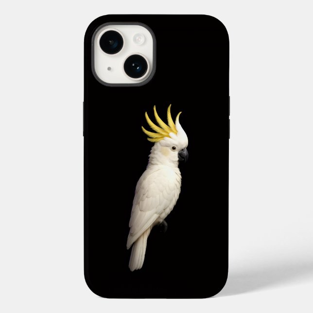 Black 4 Luxe iPhone 14 Case-Mate, Crested Cockatoo Case-Mate iPhone Case (Back)