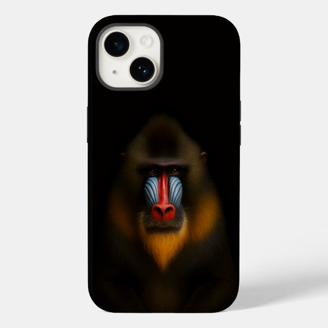 Black 4 Luxe iPhone 14 Case-Mate, Mandrill Monkey Case-Mate iPhone Case (Back)