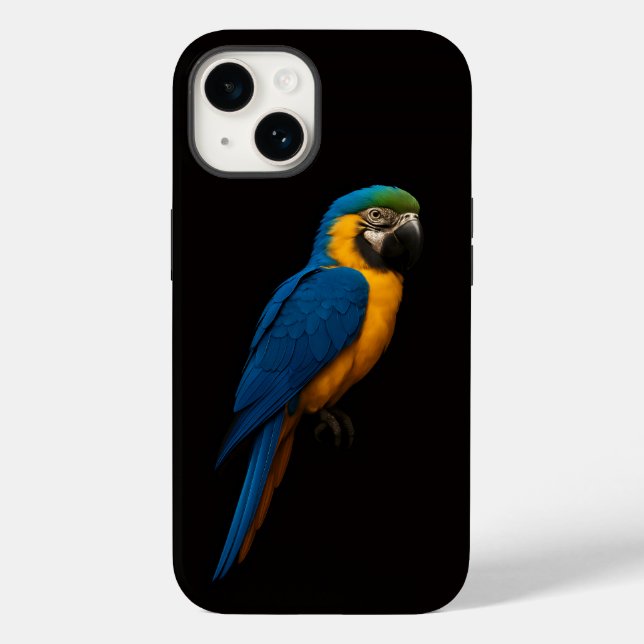 Black 4 Luxe iPhone 14 Mate, Blue Yellow Macaw Case-Mate iPhone Case (Back)