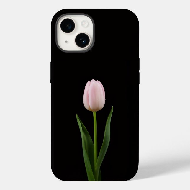 Black 4 Luxe iPhone 14 Mate, Blush Pink Tulip Case-Mate iPhone Case (Back)