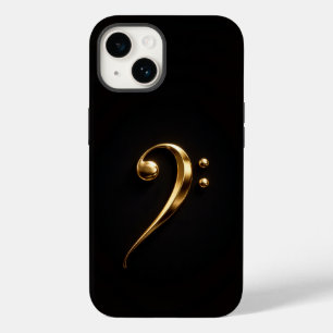 Black 4 Luxe iPhone 14 Mate, Golden Bass Clef Case-Mate iPhone 14 Case