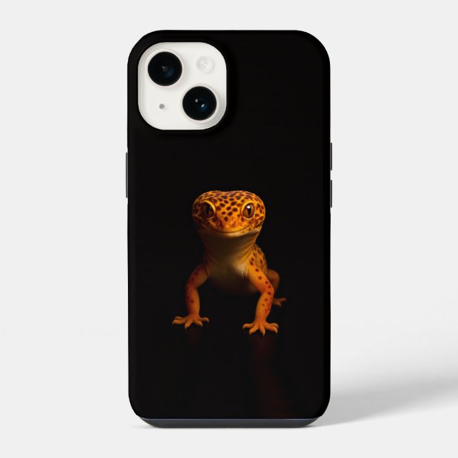 Black 4 Luxe iPhone 14 Mate, Leopard Gecko Case (Back)