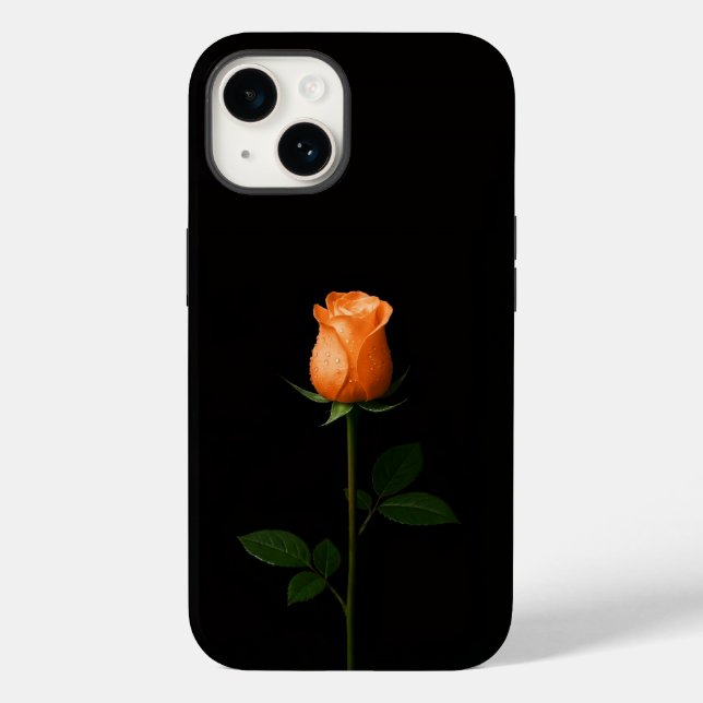 Black 4 Luxe iPhone 14 Mate, Sunset Orange Rose Case-Mate iPhone Case (Back)