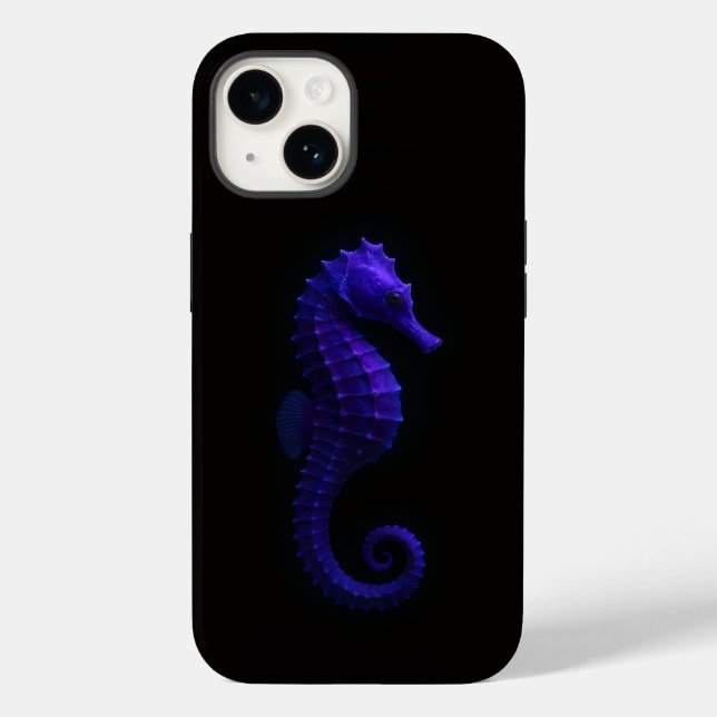 Black 4 Luxe iPhone 14 Mate, Violet Seahorse Case-Mate iPhone Case (Back)