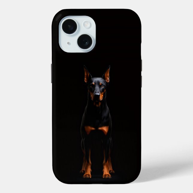 Black 4 Luxe iPhone 15 Case, Guardian Doberman Case-Mate iPhone Case (Back)