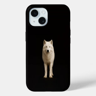 Black 4 Luxe iPhone 15 Case, Ivory Arctic Wolf Case
