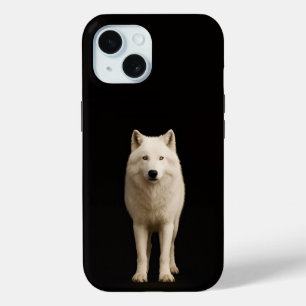 Black 4 Luxe iPhone 15 Case, Ivory Arctic Wolf Case