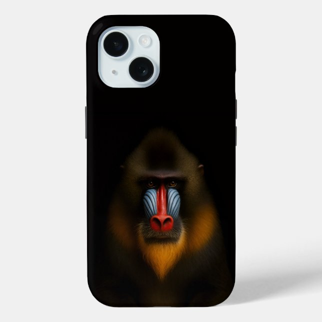 Black 4 Luxe iPhone 15 Case-Mate, Mandrill Monkey Case-Mate iPhone Case (Back)