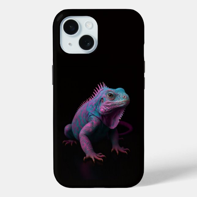 Black 4 Luxe iPhone 15 Case-Mate, Pink Iguana Case-Mate iPhone Case (Back)