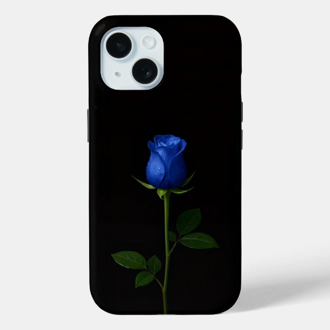 Black 4 Luxe iPhone 15 Case, Midnight Blue Rose Case-Mate iPhone Case (Back)