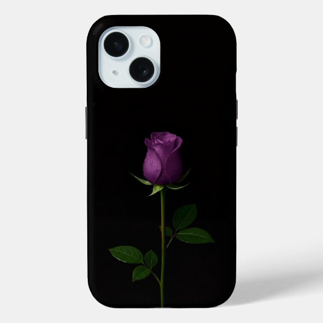 Black 4 Luxe iPhone 15 Case, Royal Violet Rose Case-Mate iPhone Case (Back)