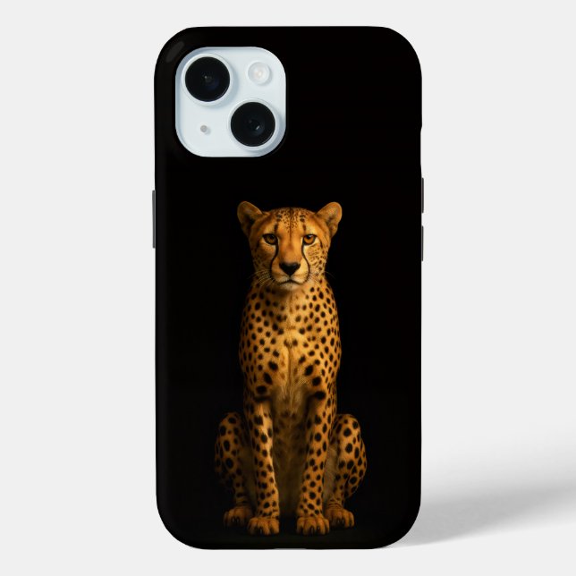Black 4 Luxe iPhone 15 Case, Sleek Cheetah Case-Mate iPhone Case (Back)