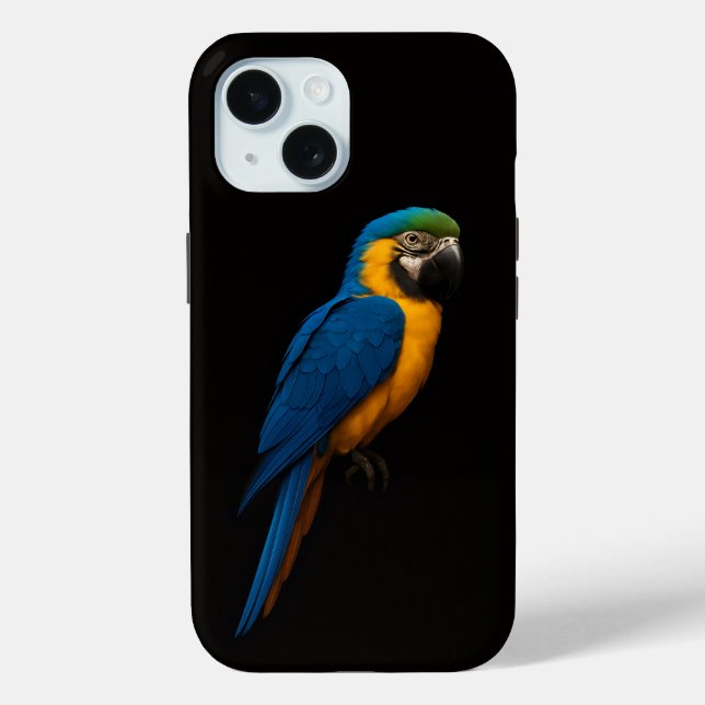 Black 4 Luxe iPhone 15 Mate, Blue Yellow Macaw Case-Mate iPhone Case (Back)