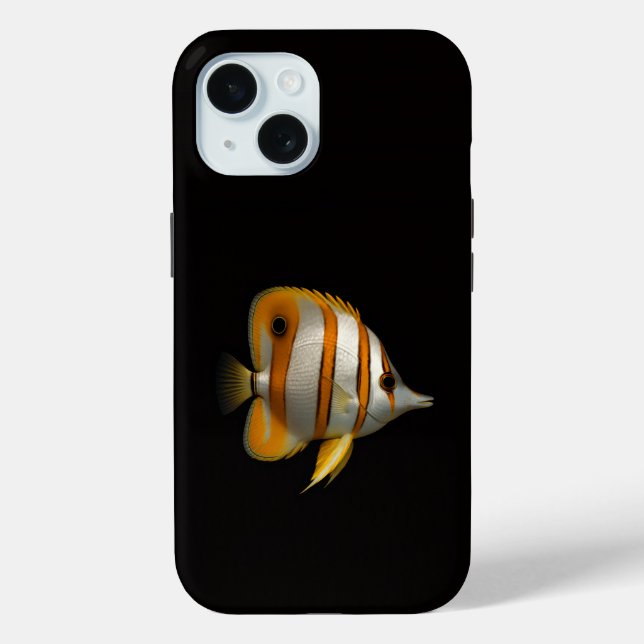 Black 4 Luxe iPhone 15 Mate, Reef Butterflyfish Case-Mate iPhone Case (Back)