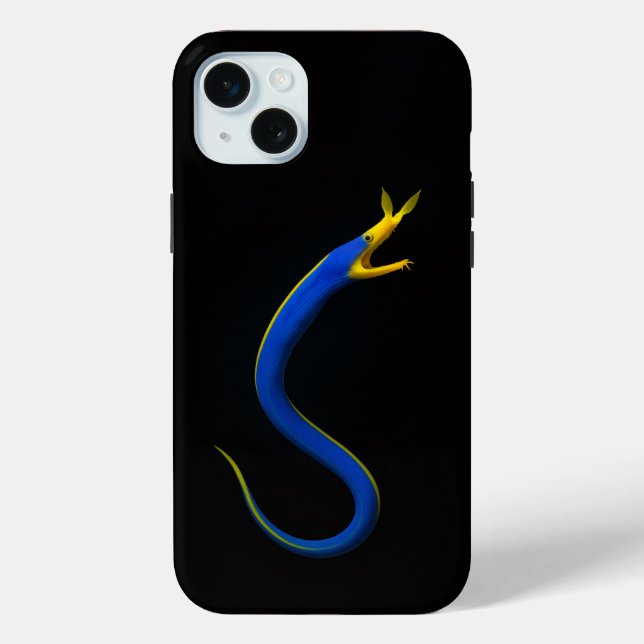 Black 4 Luxe iPhone 15 Plus, Blue Ribbon Eel Case-Mate iPhone Case (Back)