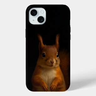 Black 4 Luxe iPhone 15 Plus, Red Squirrel Mini Case