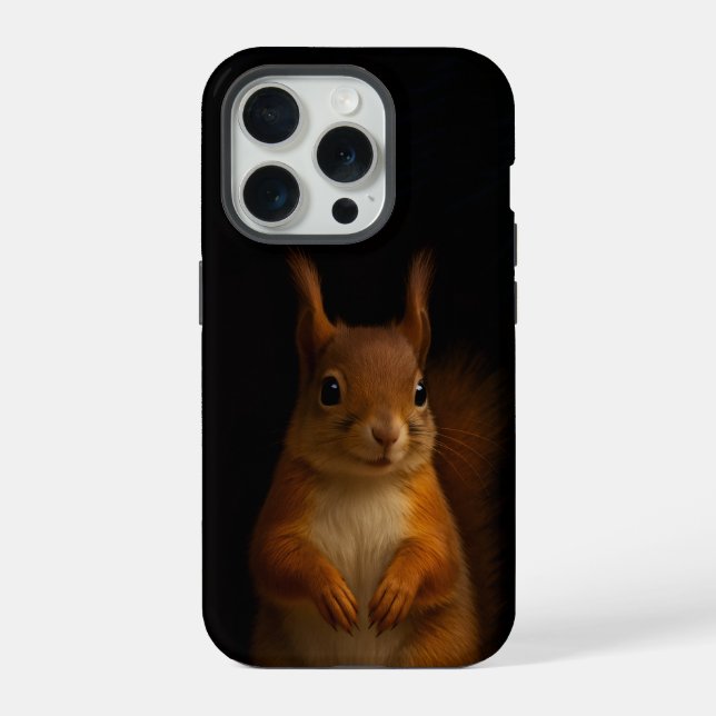 Black 4 Luxe iPhone 15 Pro Case-Mate, Red Squirrel Case (Back)