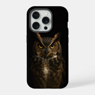 Black 4 Luxe iPhone 15 Pro, Golden Amber Eye Owl Pro Case