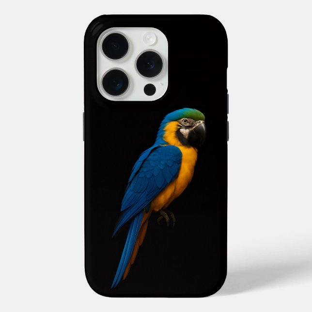 Black 4 Luxe iPhone 15 Pro Mate, Blue Yellow Macaw Case-Mate iPhone Case (Back)