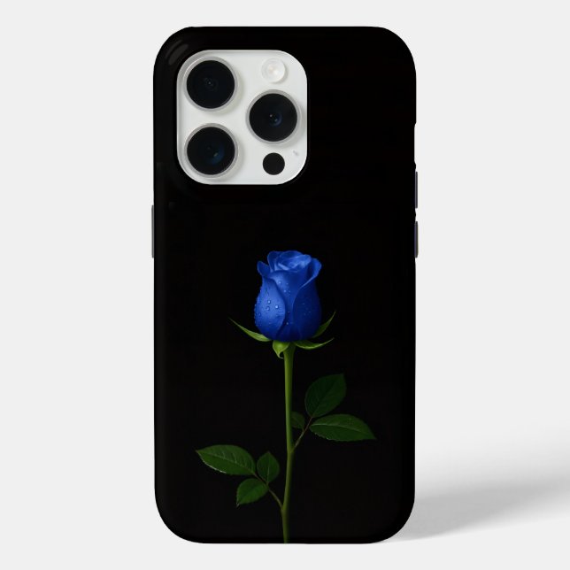 Black 4 Luxe iPhone 15 Pro Mate Midnight Blue Rose Case-Mate iPhone Case (Back)