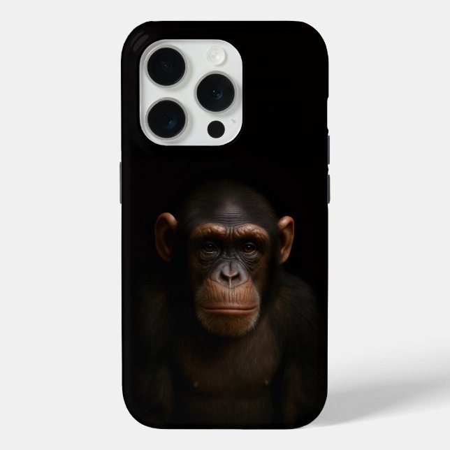 Black 4 Luxe iPhone 15 Pro Mate, Serene Chimpanzee Case-Mate iPhone Case (Back)