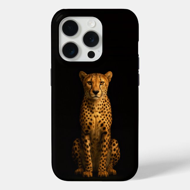 Black 4 Luxe iPhone 15 Pro Mate, Sleek Cheetah Case-Mate iPhone Case (Back)