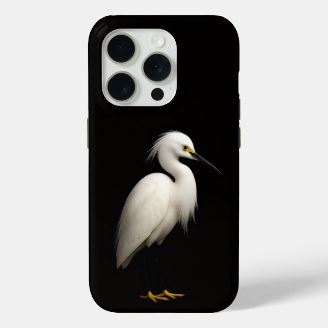 Black 4 Luxe iPhone 15 Pro Mate, Snowy Egret Case-Mate iPhone Case (Back)