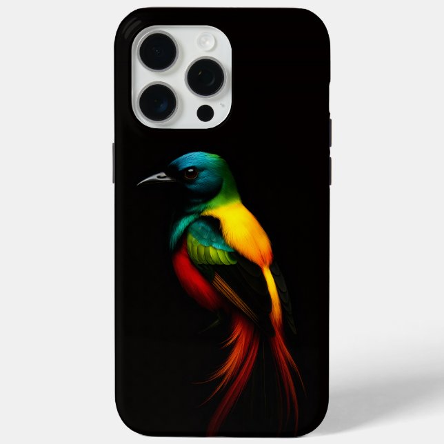 Black 4 Luxe iPhone 15 Pro Max Case, Rainbow Bird Case-Mate iPhone Case (Back)