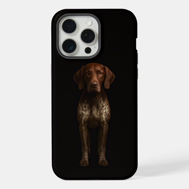 Black 4 Luxe iPhone 15 Pro Max, German Pointer Dog Case (Back)