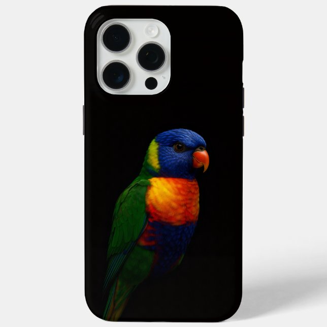 Black 4 Luxe iPhone 15 Pro Max, Lorikeet Parrot Case-Mate iPhone Case (Back)