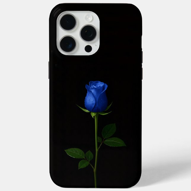 Black 4 Luxe iPhone 15 Pro Max, Midnight Blue Rose Case-Mate iPhone Case (Back)