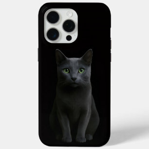 Black 4 Luxe iPhone 15 Pro Max, Russian Blue Cat Max Case