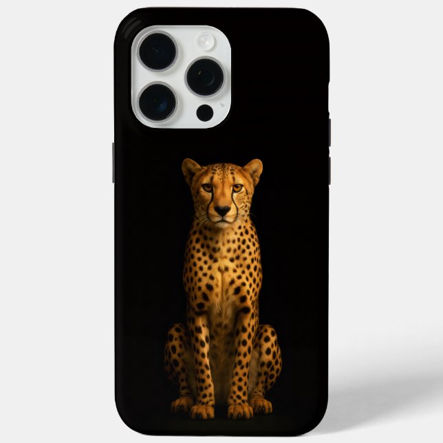 Black 4 Luxe iPhone 15 Pro Max, Sleek Cheetah Case-Mate iPhone Case (Back)