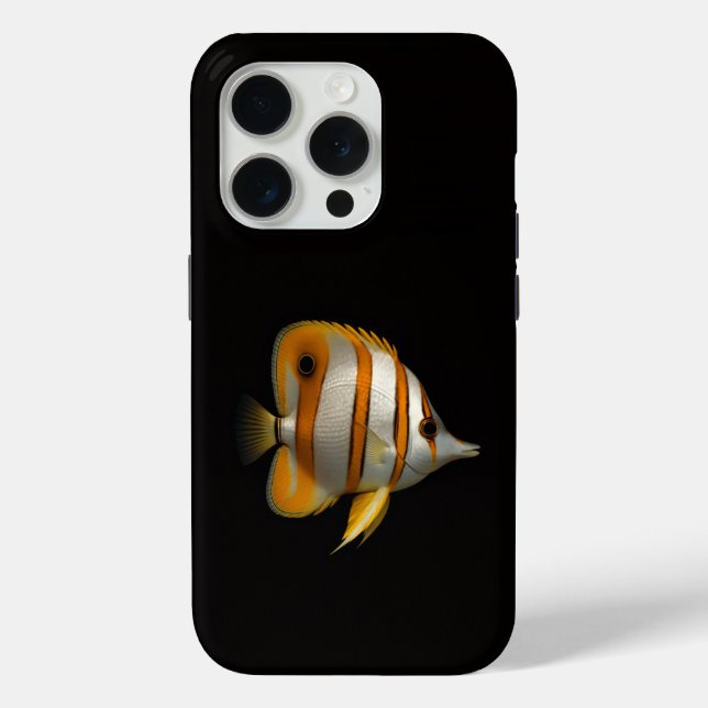 Black 4 Luxe iPhone 15 Pro, Reef Butterflyfish Case-Mate iPhone Case (Back)