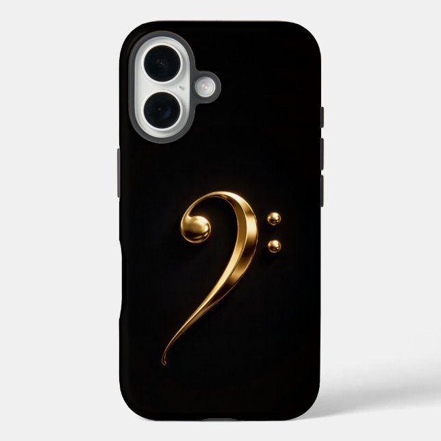 Black 4 Luxe iPhone 16 Mate, Golden Bass Clef Case-Mate iPhone Case (Back)