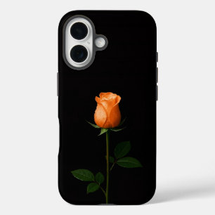 Black 4 Luxe iPhone 16 Mate, Sunset Orange Rose Case