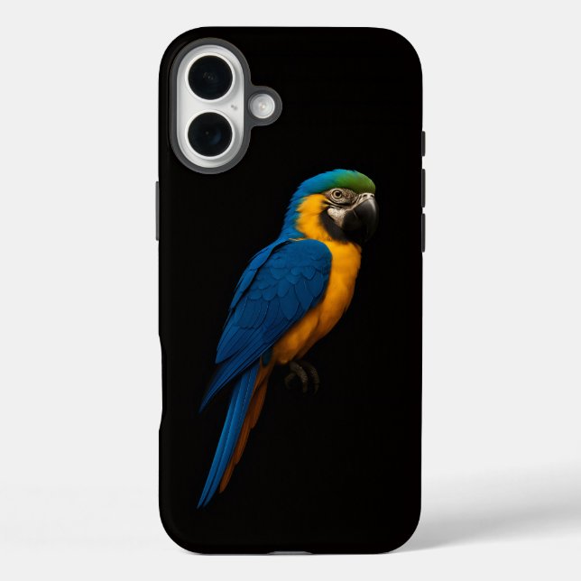 Black 4 Luxe iPhone 16 Plus, Blue Yellow Macaw Case-Mate iPhone Case (Back)