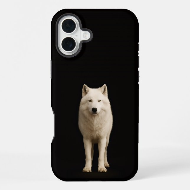 Black 4 Luxe iPhone 16 Plus, Ivory Arctic Wolf Case (Back)