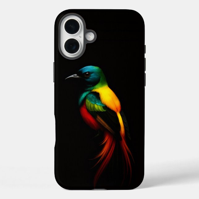 Black 4 Luxe iPhone 16 Plus Mate, Rainbow Bird Case-Mate iPhone Case (Back)