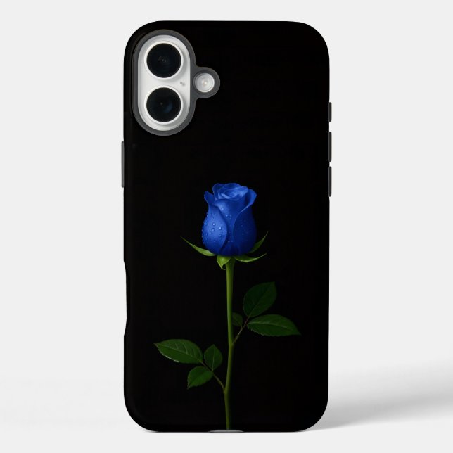 Black 4 Luxe iPhone 16 Plus, Midnight Blue Rose Case-Mate iPhone Case (Back)