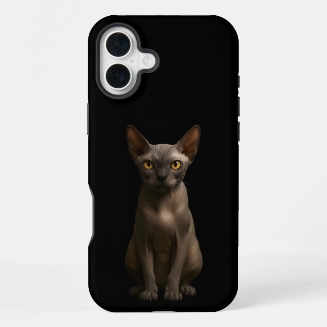 Black 4 Luxe iPhone 16 Plus, Sphynx Cat Case (Back)