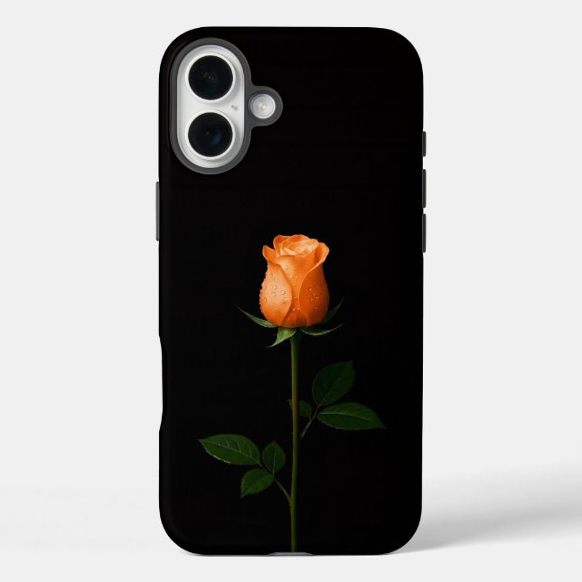 Black 4 Luxe iPhone 16 Plus, Sunset Orange Rose Case-Mate iPhone Case (Back)