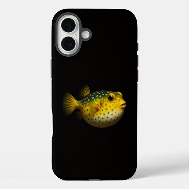 Black 4 Luxe iPhone 16 Plus, Yellow Putterfish Case-Mate iPhone Case (Back)